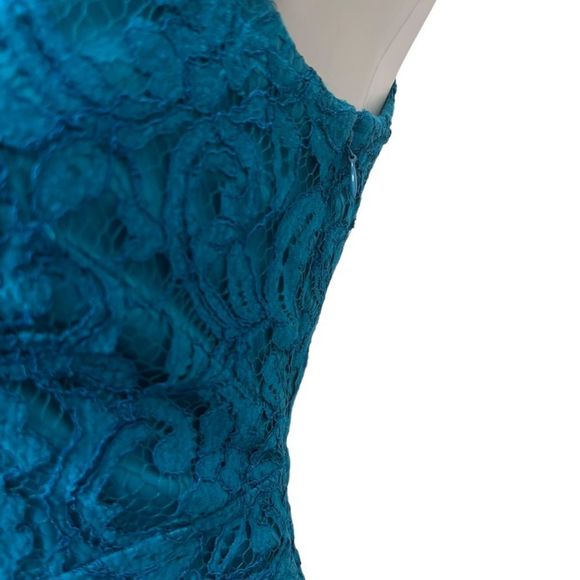 Adrianna Papell size 6 turquoise blue lace overlay dress - Picture 2 of 5